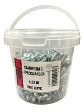 Саморезы с прессшайбой 4,2х16 для крепления металла до 0.9мм оцинкованные 1000 шт/уп ведро