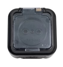 Розетка 1-м открытой установки без заземления с крышкой РА16-296(03) IP54
