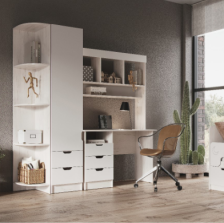 Стол с ящиками и надстройкой Юниор-4 Шарли мокко/Дуб крафт белый