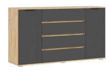 Комод Марвэл 2 двери 4 ящика (1600) Мальта грей/Дуб крафт