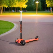 Самокат Novatrack Disco-kids Basic для детей, светящиеся колеса PU переднее120мм, 80мм заднее 