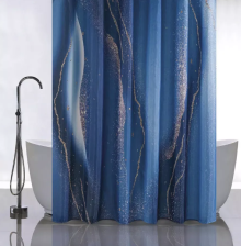 Штора для ванной комнаты 180х180см САНАКС СИНИЕ РАЗВОДЫ без колец 01-92