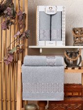 Набор полотенец махровых 2 шт 50х90 + 70х140 Azor светло-серый Two Dolphins