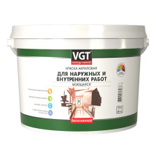 Краска ВД-АК-1180 для наружных и внутренних работ белая (15кг) ВГТ