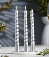 Набор Новогодних свечей Витых 15см 3 шт серебрянный блистер 10880405