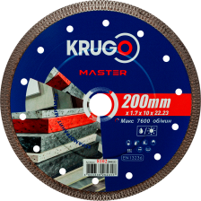 Диск алмазный 200х22,23х1,7х10 по керамограниту керамике Х-тип KRUGO MASTER 8102 2000232