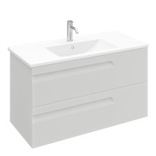 Тумба (56,5x97,4) ATLAS 100 подвесная кашемир матовая с раковиной SU 100 белая (Laparet)