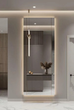 Зеркало (в150xш60) Кватро черн мат алюм профиль, LED 4000К сенсорная кнопка (АУРАМИРА, Россия)