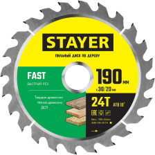 Диск пильный 190х30/20мм 24Т Быстрый рез STAYER FAST 3680-190-30-24_z01