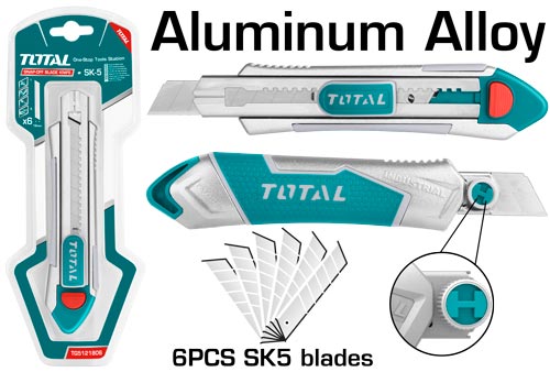 Нож 18мм с выдвижным лезвием (6шт) TOTAL INDUSTRIAL TG5121806