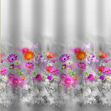 Штора для ванной комнаты 180х180см САНАКС РОЗОВЫЕ ГЕРБЕРЫ без колец 01-37