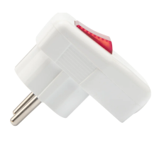 Вилка угловая Евро с з/к и выключателем белая Rexant