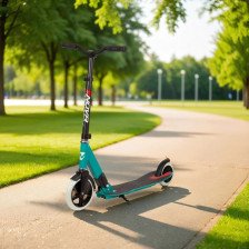 Самокат для детей NOVATRACK DEFT алюминиевый, колеса 180/145 мм PU эргономичный руль, зеленый