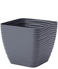 Кашпо с поддоном Sahara petit квадратное 13х11,8 1,3л антрацит