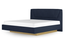 Кровать-11М с ПМ Вега Сапфир Дуб золотистый, ткань Catania dark blue