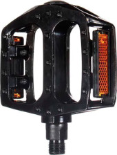 Педали 00-170339 алюм литые широкие с отражат резьба 1/2" (50) черные