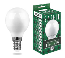 Лампа светодиодная Е14 11W/2700 G45 (шар) Saffit