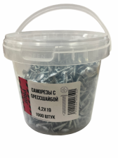 Саморезы с прессшайбой 4,2х19 для крепления металла до 0.9 мм оцинкованные 1000 шт/уп ведро