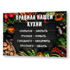 Экран кухонный "Правила кухни" 600х900х4мм (стекло закал)