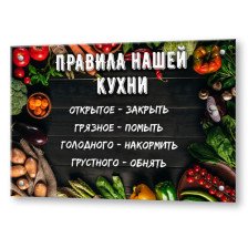 Экран кухонный "Правила кухни" 600х900х4мм (стекло закал)