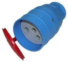 Гнездо NE-AD 25А 220В IP44 с з/к с крышкой (каучук) синий