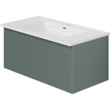 Тумба TERRA Grigio серо-зелёная 80 FNC-01-TER-G-80/ Раковина Slim Line 80 см (La Fenice)