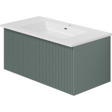 Тумба TERRA Grigio серо-зелёная 80 FNC-01-TER-G-80/ Раковина Slim Line 80 см (La Fenice)