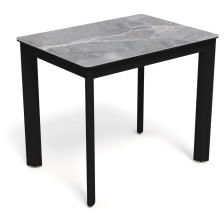 Стол "Тет-а-Тет" 900х650(400) Керамика Серый мрамор/черный кварц/черный