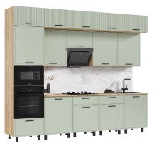 Кухня Бьянка 3,0м/1080м Олива софт/Дуб крафт (дуб вотан)