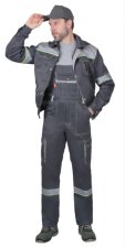 Костюм Титан куртка укороченная+полукомбинезон серый светло-серый р 48-50/170-176