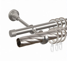 Карниз Грейс 2-рядный D25/16 (труба крученая/гладкая) Сатин 3,2м составной