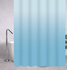 Штора для ванной комнаты 180х180см САНАКС PEVA ГОЛУБОЙ ПЕРЕХОД с кольцами 06-03