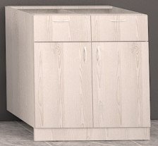 Стол рабочий кухонный 800х510х820 мм без столешницы (2 ящика/2 двери) Дуб крафт белый / Белый