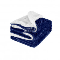 Покрывало 200х230 плюшевое Меринос темно-синий (полоска)