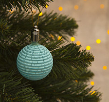 Украшение новогоднее световое Елочный шар ребристый 5см голубой