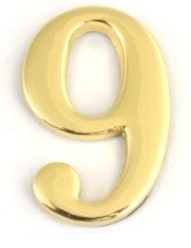 Цифра самоклеящаяся металл Apecs DN-01-9-Z-G золото