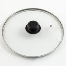 Крышка стеклянная 30 см с метал обод и пластм ручкой