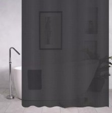 Штора для ванной комнаты 180х180см САНАКС PEVA ЧЕРНАЯ рельефная с кольцами 06-13