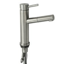 Смеситель для раковины однорычажный МАГНУС/MAGNUS 9125 с вытяжной лейкой нерж сталь