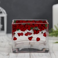 Ваза стеклянная 10х8х8,5см Розарий артикул 484-240