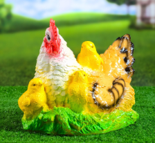 Фигура Курица наседка с цыплятами пестрая 28х22см 3242425