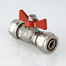 Кран шаровой с обжимным соединением для металлопластиковых труб 16х16 ц/ц бабочка VALTEC VT.343.N.1616