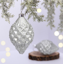 Набор украшений новогодних Ледяная капля 12х6см 2шт серебро