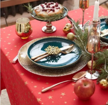 Скатерть  Этель "Золотые звезды" красная Размер: 149х220