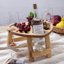 Столик-поднос для вина с менажницей и складными ножками на 2 персоны 32×1,8 см Береза 7314700