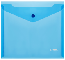 Папка-конверт с кнопкой А5 240х190 мм 0,18 мм Brauberg прозрачная синяя