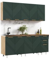 Кухня Ирис 2,0м Браш Мени Грин/Дуб крафт (дуб вотан) 490