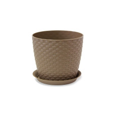 Горшок с поддоном Ротанг 13,5х12см 1л бежевый