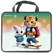 Папка для труда А4 широкая Schoolformat Яркие зверята на молнии, с 2 ручками