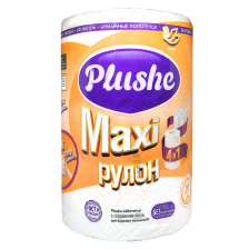Полотенце бумажное Plushe Maxi 1шт 2 слоя Белое 40м